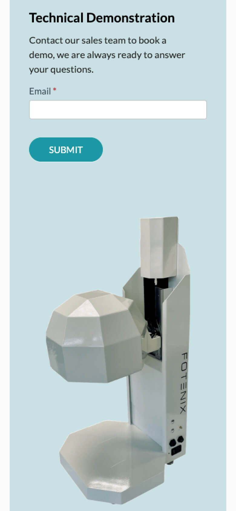 Website displaying phenotyping demo signup page on mobile device