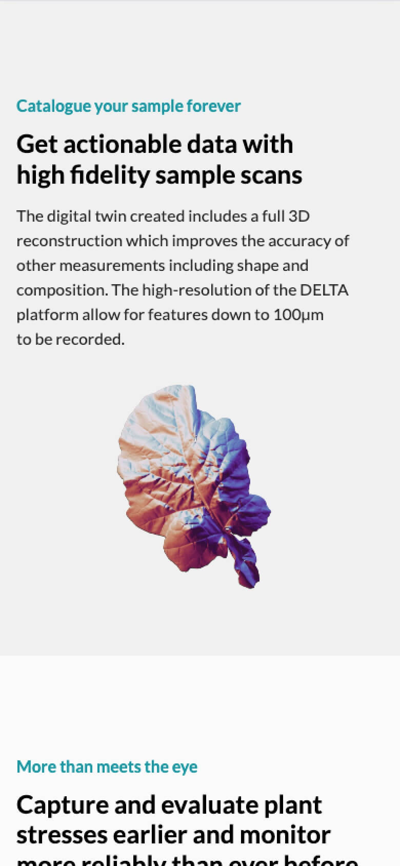 Website phenotyping page on mobile device